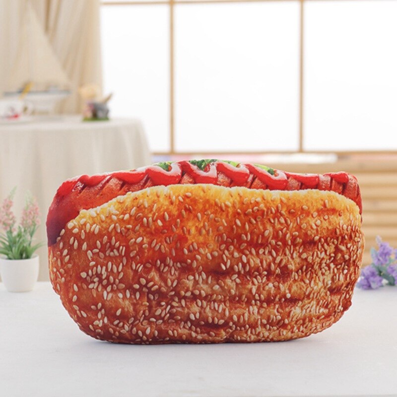 Simulation Pizza Biscuit Hamburger oreiller en peluche doux dessin animé restauration rapide pain Dog peluche poupée canapé chaise coussin drôles: Bread Hot Dog(50cm)