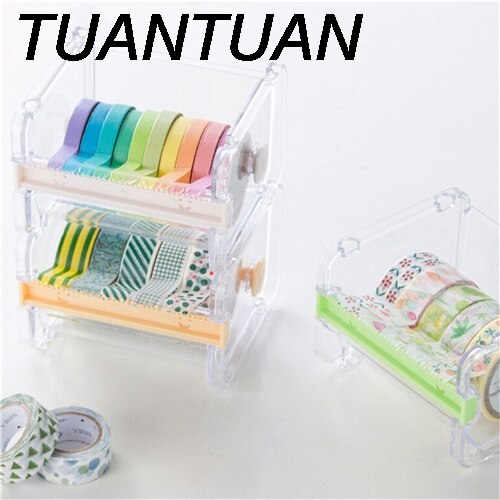 TUANTUAN 1PC Tape Storage Organizer Cutter Holder Office Tape Dispenser Office Supplies Stationery Masking Tape Cutter
