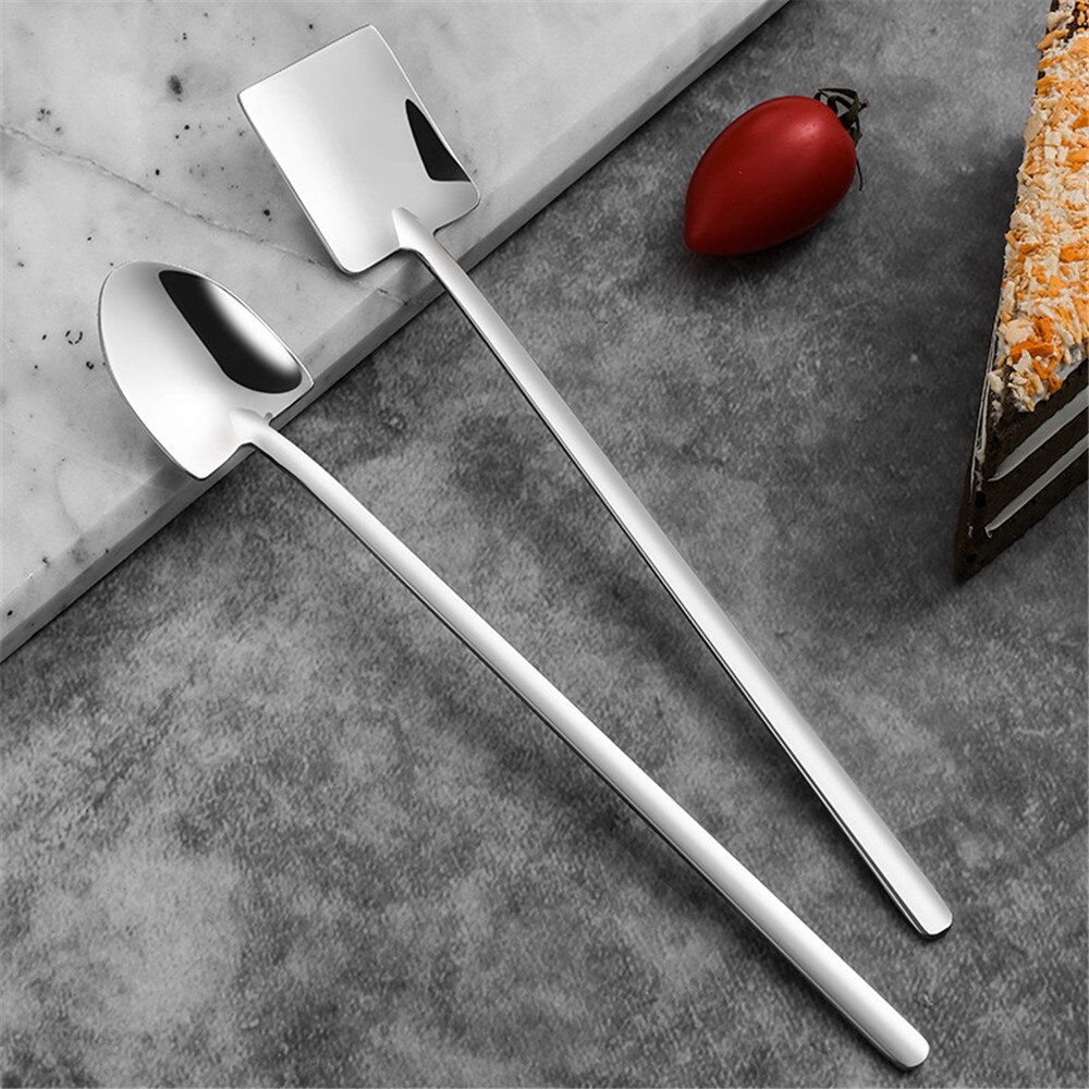 De acero inoxidable forma de pala cuchara de café de arroz cucharillas accesorios de cocina postre azúcar removiendo cucharas cucharadita de vajilla