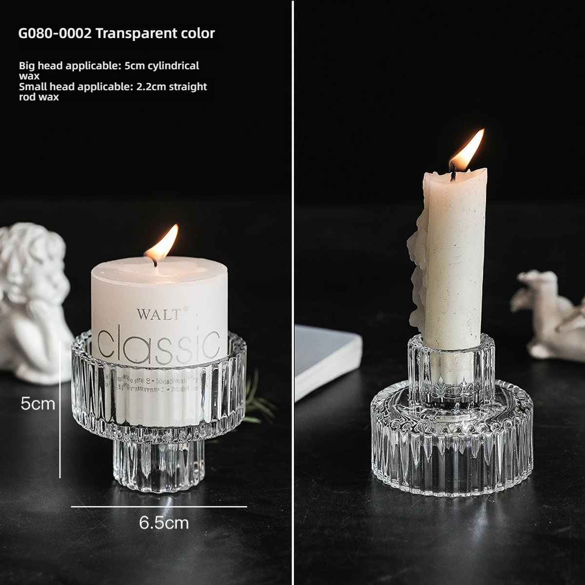 Portavelas de pilar de cristal transparente para candelabros de de mesa, centro de mesa decorativo para comedor en casa: Plata