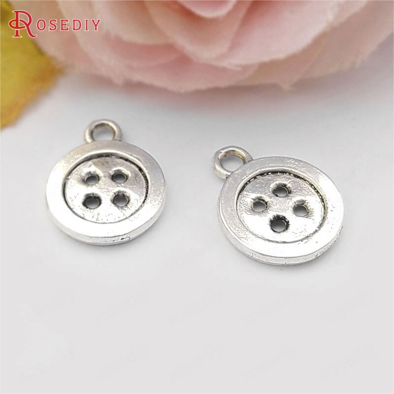 (20746) in Lega di zinco Pulsante Spool Ago Per Cucire Ruota Che Gira Righello Nappe Lane E Filati Abbigliamento Modello di Lavoro A Maglia Pendenti E Ciondoli Più Stili: 31239-12.5MM 50PCS