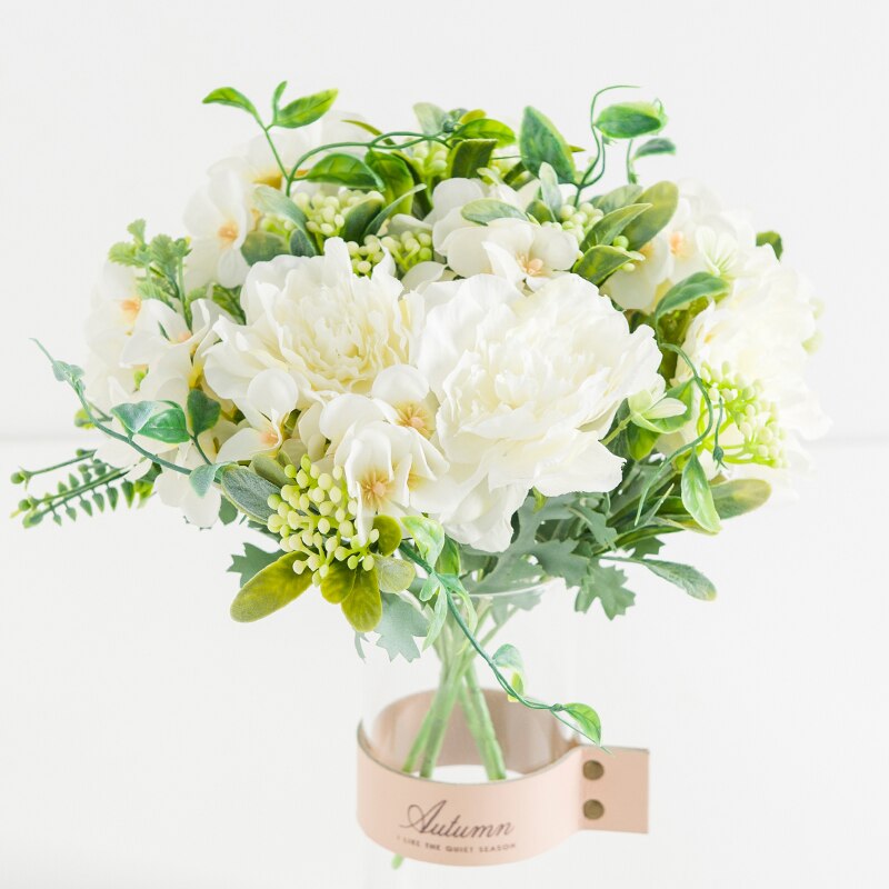Pæon buket kunstige blomster silke rose juledekorationer til hjemmet diy efterår dekoration stueplante foto rekvisitter bryllup