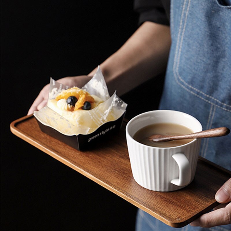 Musowood Acacia Rectangle Wooden Tea Tray Serving Table Plate Snacks Food Storage Dish for Hotel Home Serving Tray