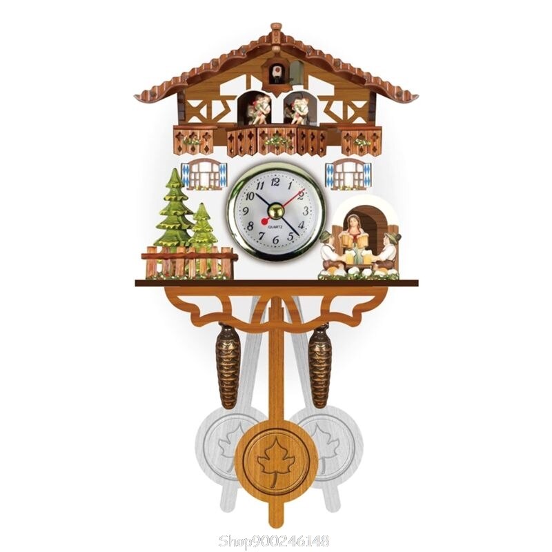 Antique Wooden Cuckoo Wall Clock Bird Time Bell Swing Alarm Watch Home Restaurant Decoration S29 20: 4
