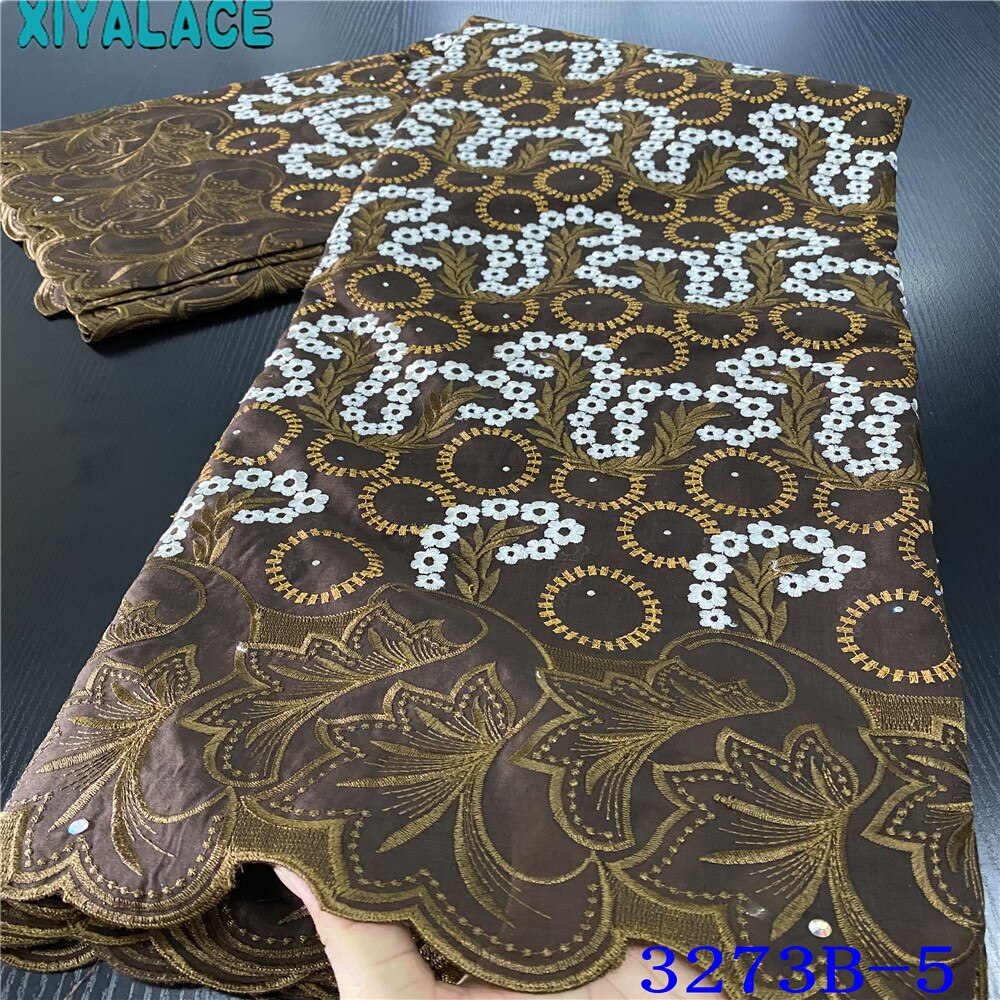 Tissu africain en dentelle sèche française Voile de suisse, tissu de en dentelle de coton brodée pour les robes de mariage, KS3273B: Picture 5