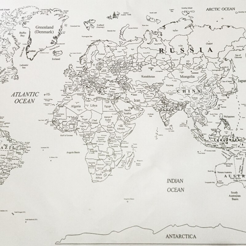100 x 59cm gjør-det-selv verdens reisekart veggklistremerker vanntette lerretskart stor størrelse veggdekorasjon kart over verden farge selv