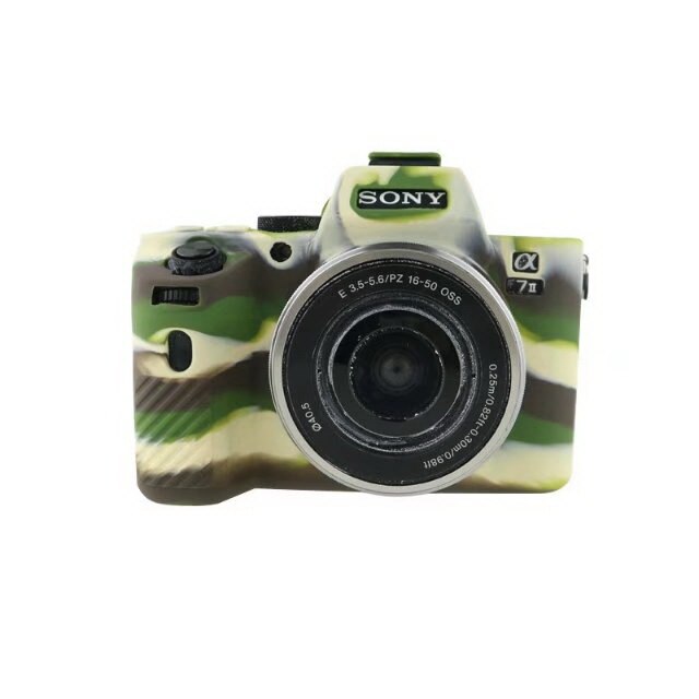 Funda de goma de silicona para cámara Sony Alpha A7 Mark II A72 A7II: Verde militar