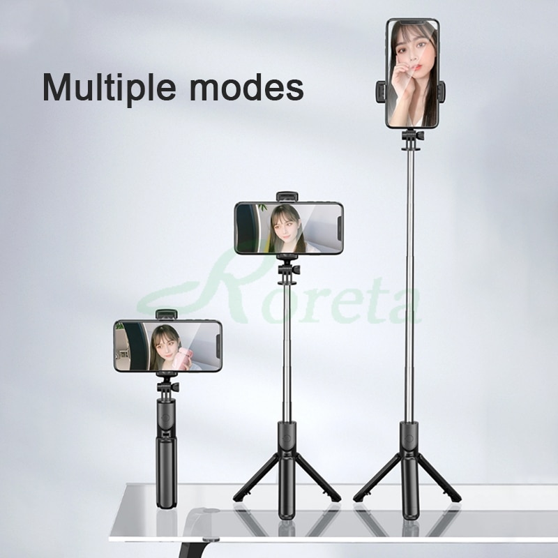 Roreta 3 em 1 sem fio bluetooth selfie vara handheld monopé tripé dobrável com obturador de controle remoto para telefone inteligente