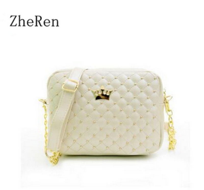 Rivet Chain Shoulder Bag handbags of Shoulder Bag Female Ladies Handbag PU Leather crossbody: white