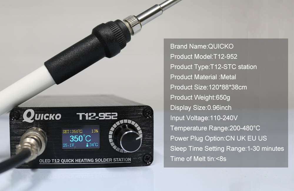 Quick Heating T12 soldering station electronic welding iron version STC T12 OLED Digital Soldering Iron T12-952 QUICKO