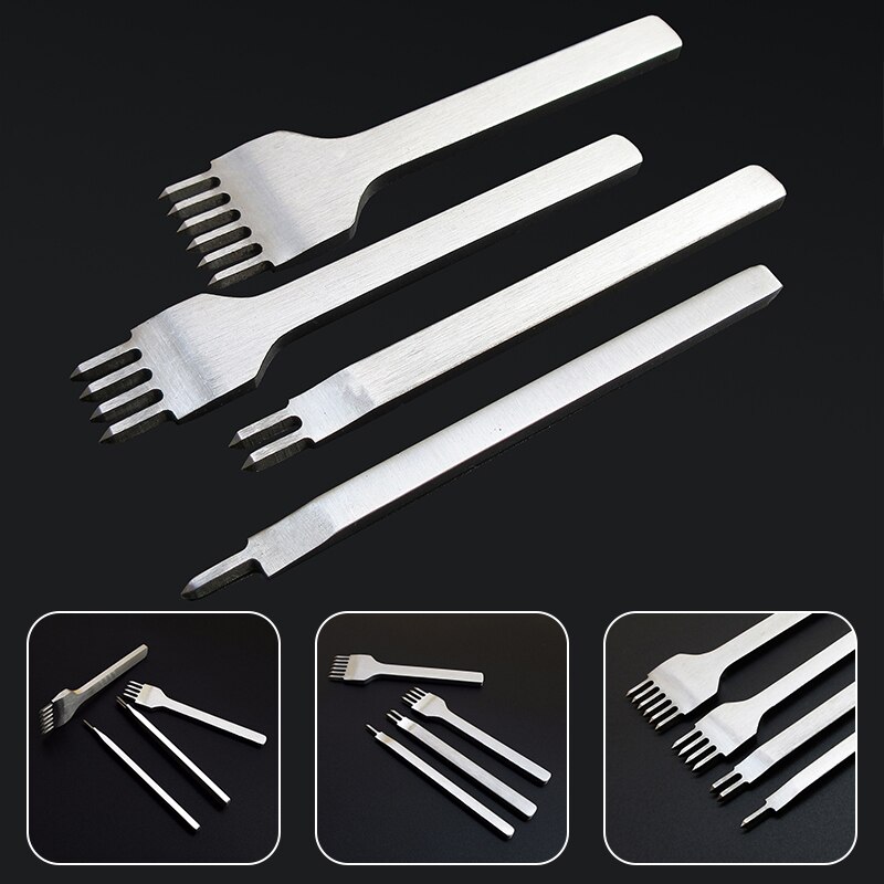 3mm/4mm/5mm/6mm Spacing Punch Tool 1/2/4/6 Prong For Leather Hole Punches Tool DIY Leather Craft Tools Lacing Stitching Sewing