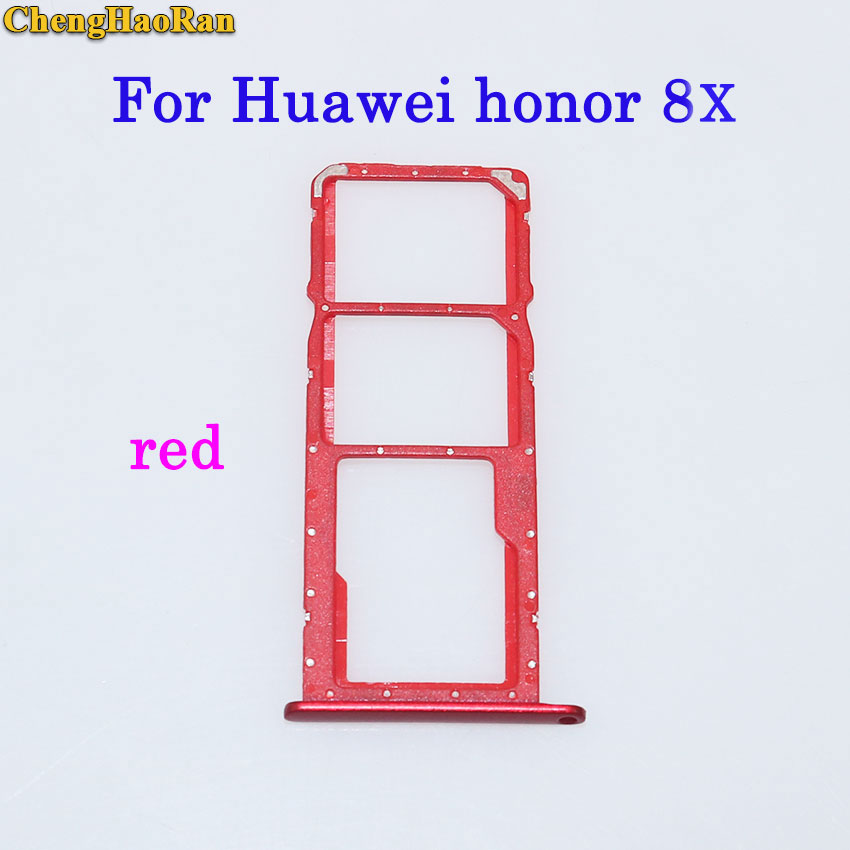 ChengHaoRan plateau de carte SIM + plateau de carte Micro S D pour Huawei Honor 7/8/8X/8X max/8 lite pièces de réparation support de fente de plateau de carte SIM: honor 8x--red