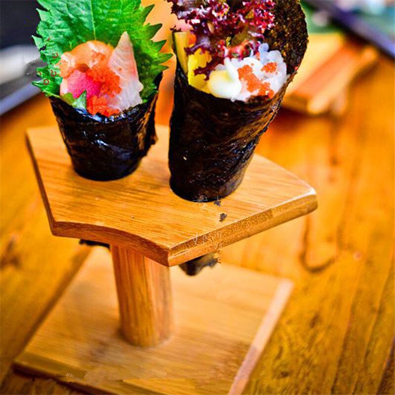 Bambus træ sushi ruller rack udstyr lilla kål rulle sushi hul rack træ service is rack bento tilbehør