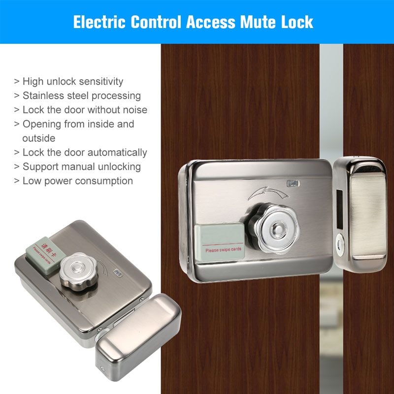 Electric Control Access Mute Lock Electric Door Lock With Remote Controller and ID Card For Doorbell Intercom Access Control