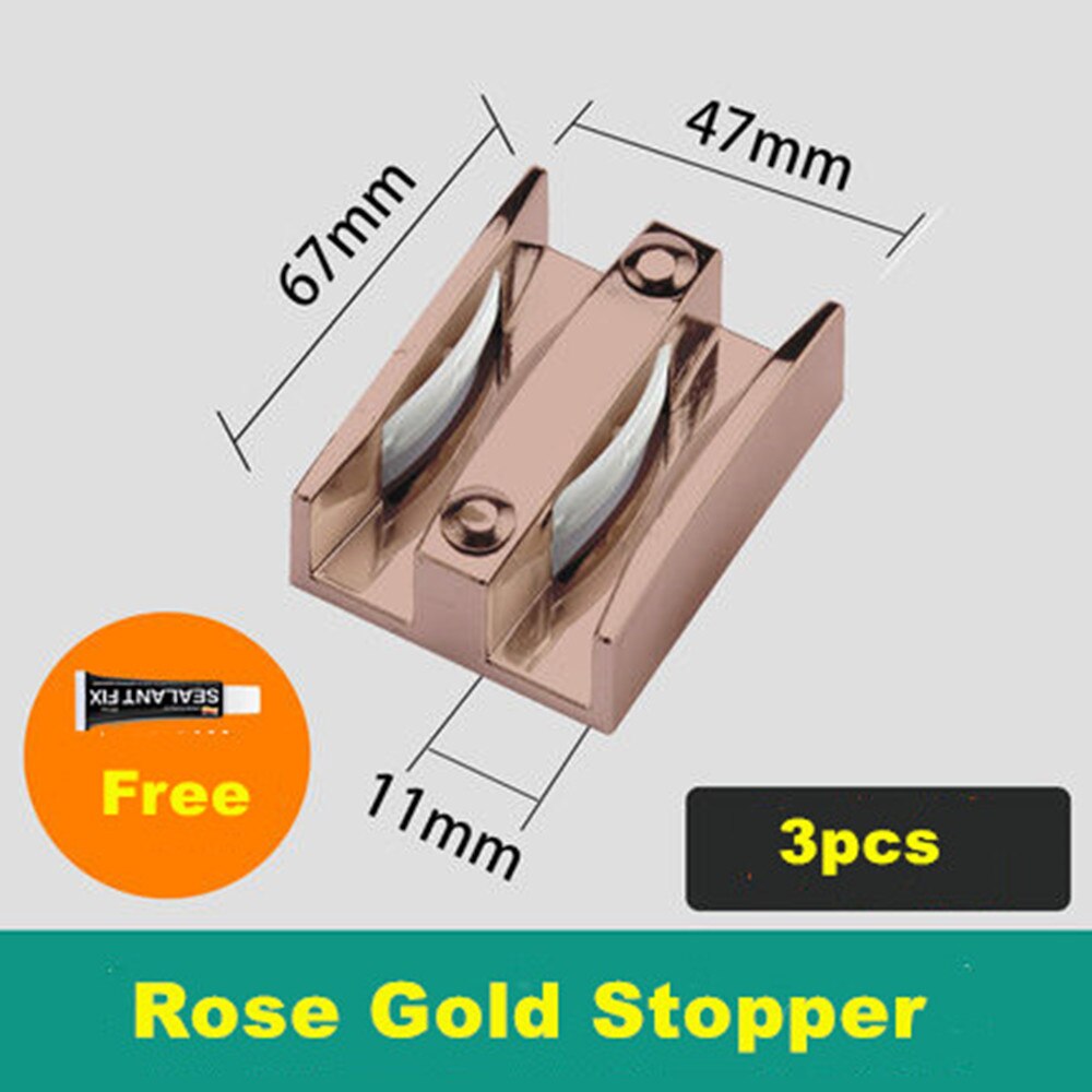 Shower room bathroom accessories toilet sliding door stopper glass door anti-collision positioning pendulum stopper slider: Rose Gold