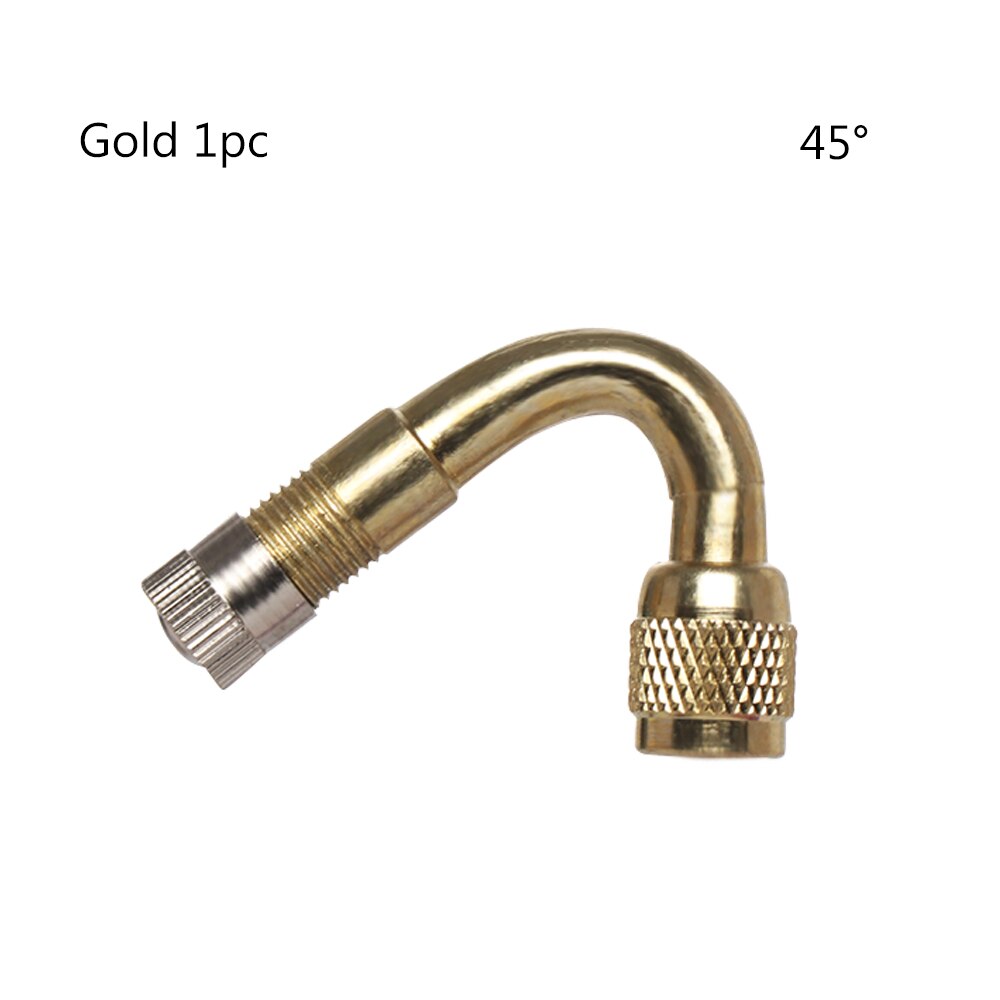 1Pc Hoek Gebogen Messing Air Tyre Ventiel Met Uitbreiding Adapter Voor Auto Vrachtwagen Motorfiets Fietsen Accessoires 3 Maten: Gold 45 -1PC