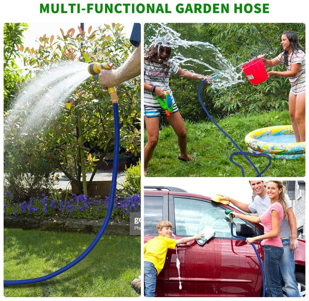 25Ft-100Ft Garden Hose Flexible Magic Telescopic Hose High Pressure Mangueras Para Jardin With Spray Gun Outdoor Garden Watering