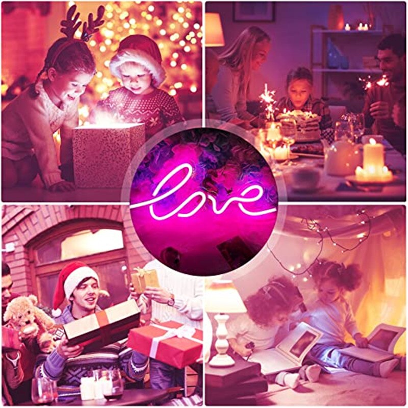 Liefde Usb Neon Sign Slaapkamer Acryl Plaat Led Licht Wit Liefde Licht Up Teken Decoratie Slaapkamer Party Wedding Valentine: pink