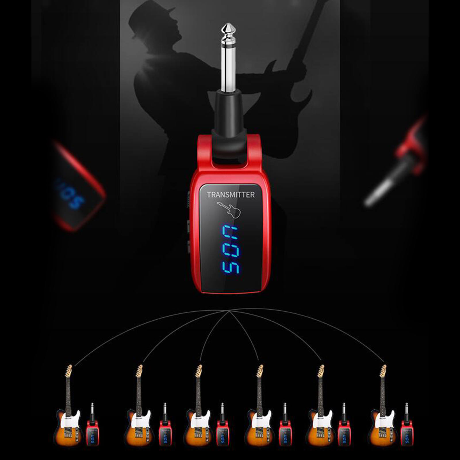 Wireless Guitar System Rechargeable Upgrated LED Screen15 Channels UHF Wireless Guitar Transmitter Receiver For Electric w/ LED