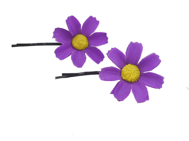 Fresh White Daisy Hair Pins Artificial Fabric Flowers Clips for Women Accessories Bride Jewelry Bridal Head Piece Party Headwear: Dark purple DFA208