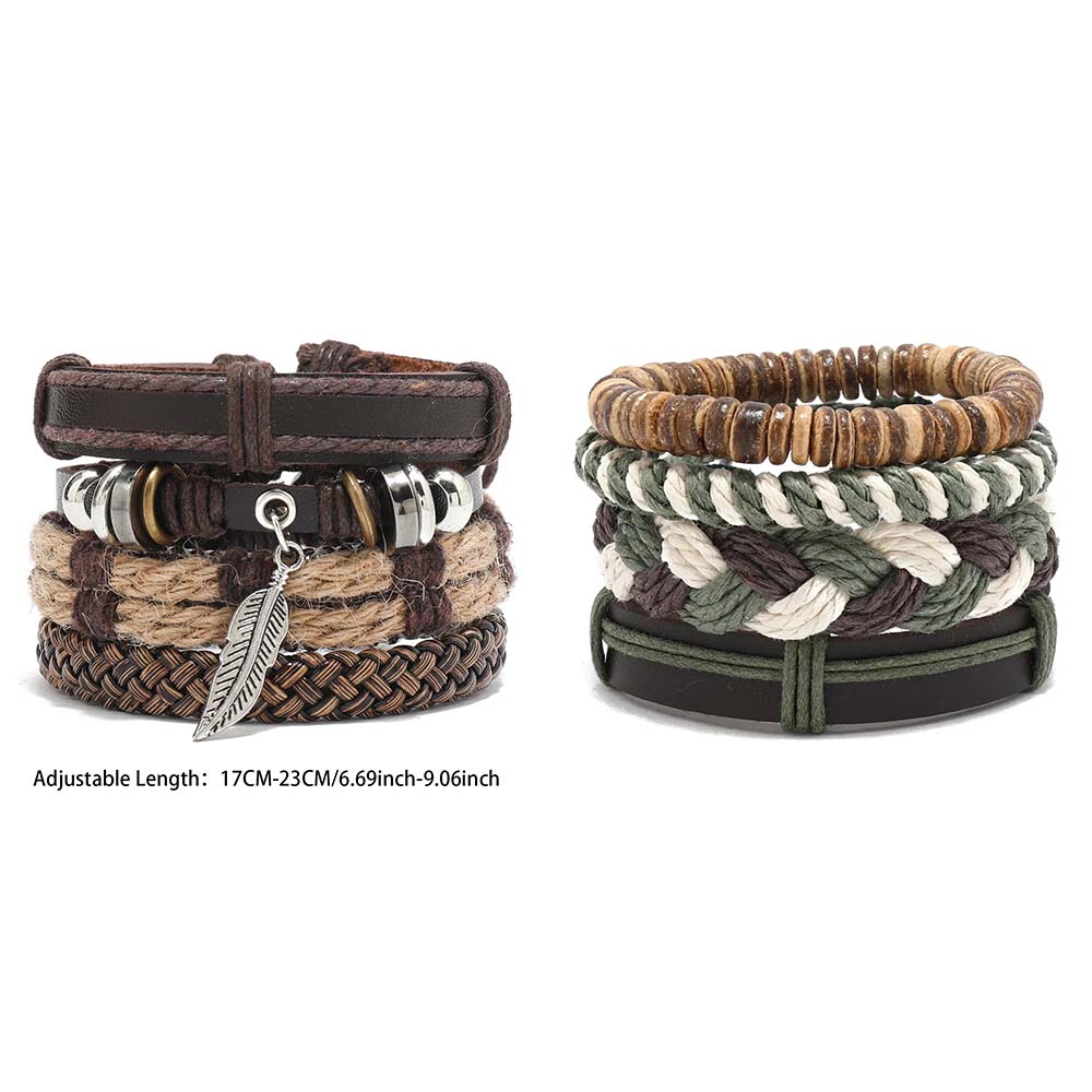 Bohemian Leather Bracelet Men Hand-woven Bracelet Men's Wooden Bead Bracelet Bracelet for Men Charm Bracelet Mens Jewellery: Antique Bronze Plated