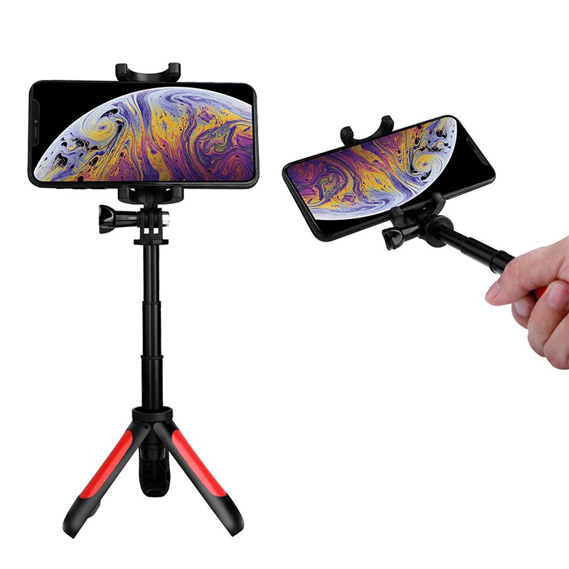 Portable handheld selfie stick tripod desktop holder for android and ios phones  gk99: Red