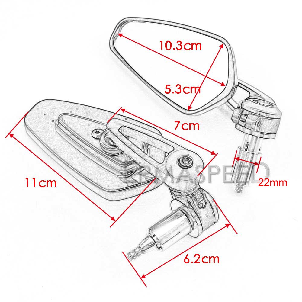 Espejos retrovisores CNC de 7/8 "y 22mm para motocicleta, cristal azul Universal, accesorios de espejo lateral para manillar de moto y Scooter