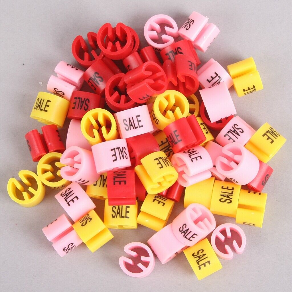 100 Stuks Rood/Roze/Geel Hanger Sizer Kledingstuk Markers &quot&quot; Plastic Kleding Maat Tags