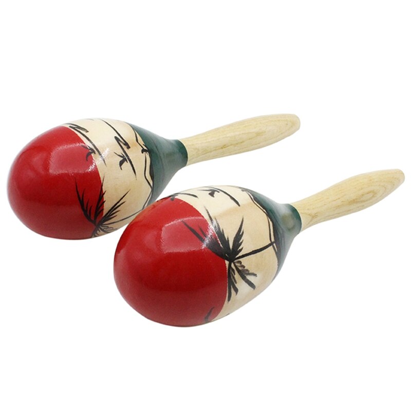 1 Pair Of Wooden Large Maracas Rumba Shakers Rattles Sand Hammer Percussion Instrument Musical Toy For Kid Children Party Games