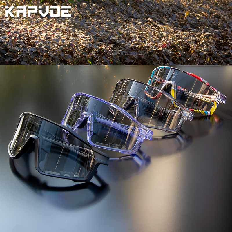 Kapvoe Photochromic Sunglasses Men's Women Sports Cycling Glasses Road Running Goggles MTB Bike Bicycle Mtb Eyewear For Driving