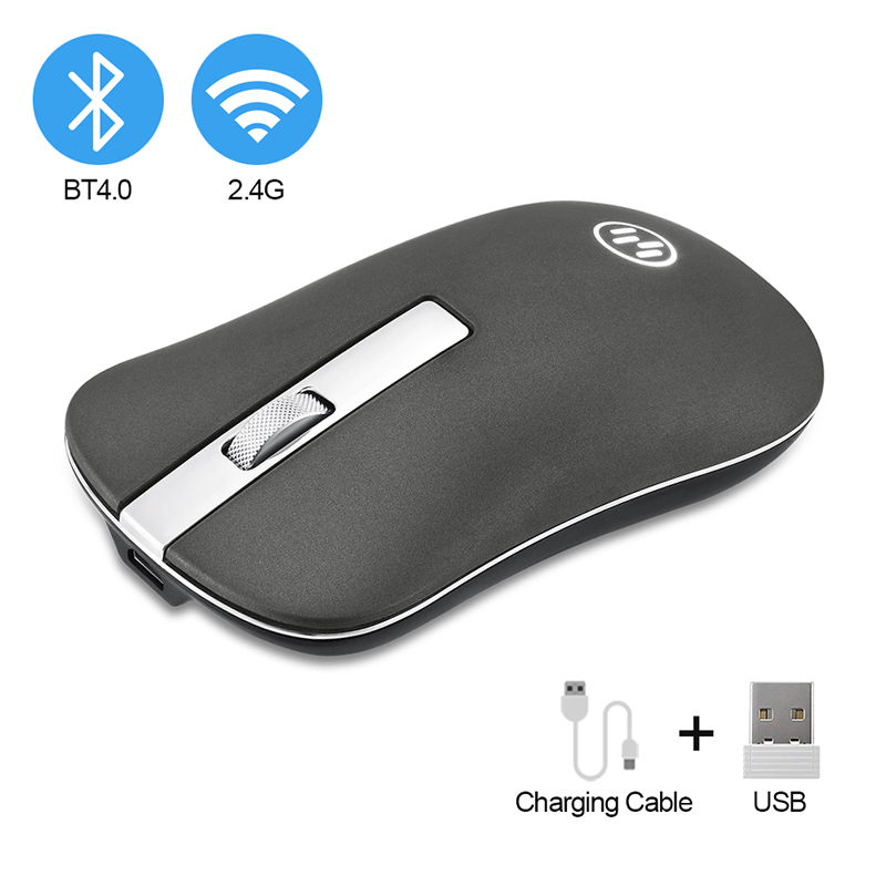 Trådløs bluetooth-mus genopladelig mus tynd computermus gaming usb mus 2.4g optisk ergonomisk mus til pc bærbar computer