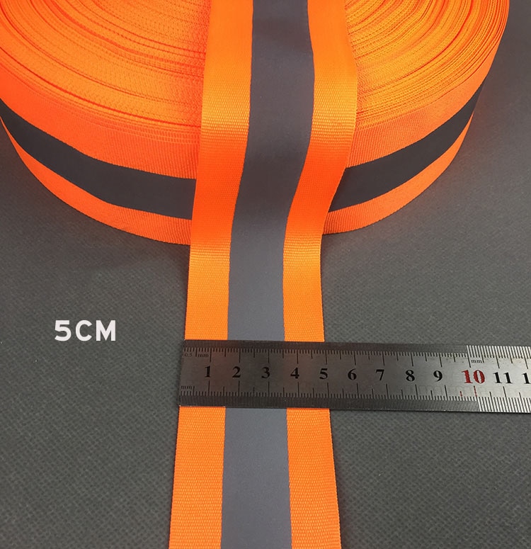 100 Meter, 5cm * 2cm breite, fluoreszierende Reflektierende Stoff Band Gurtband Reflexion Streifen Kanten flechten NäHenne Auf Bekleidungs zubehör