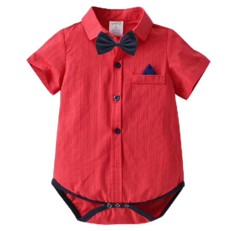 Bebê menino roupas de verão da criança menino bodysuit curto mangas compridas cavalheiro gravata borboleta camisa romper 2022 novo algodão infantil menino roupas: 23A188 / 3T(100)