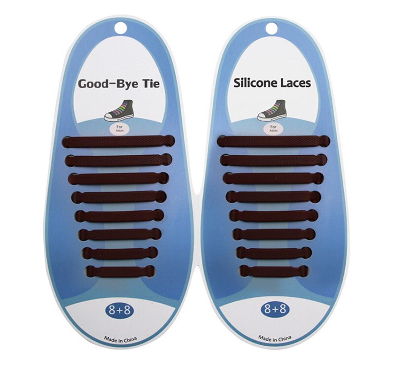 16 teile/satz Elastische Silikon Schnürsenkel Kreative Faul Silikon Laufende Keine Krawatte Gummi Spitze Schuhe Zubehör für mann frauen unisex: Braun