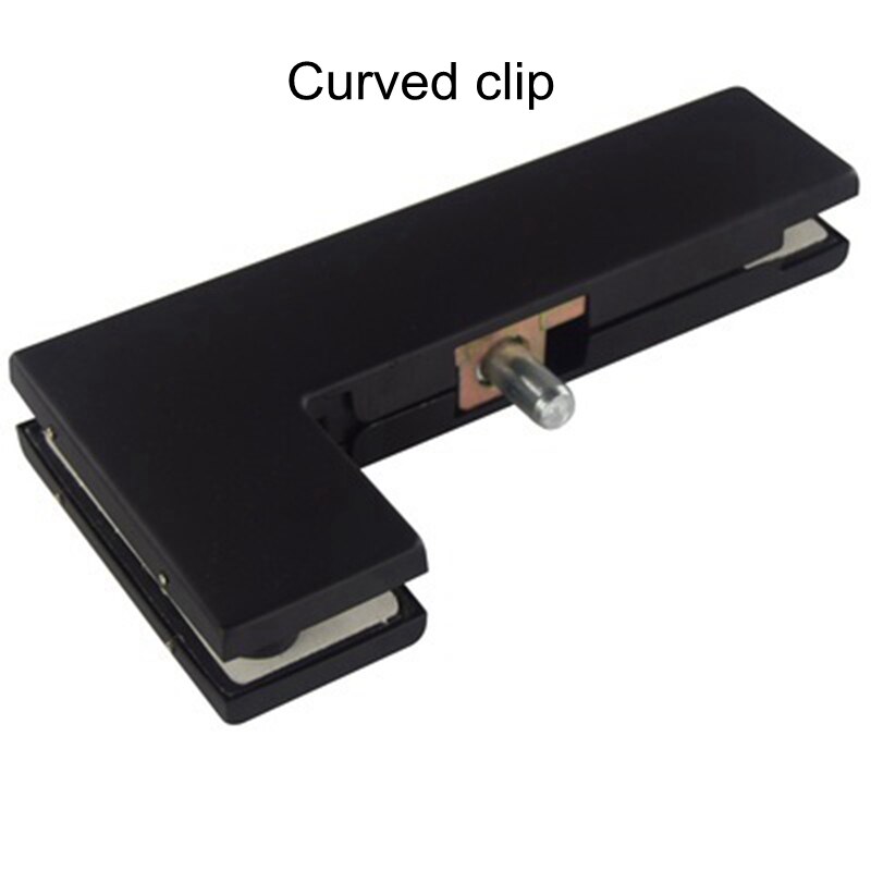 Frameless Rectangle Glass Shelf Bracket Holder Heavy Duty Clamp Shelf Clip Glass door clip Matte Black Upper Lower Curved Clamp