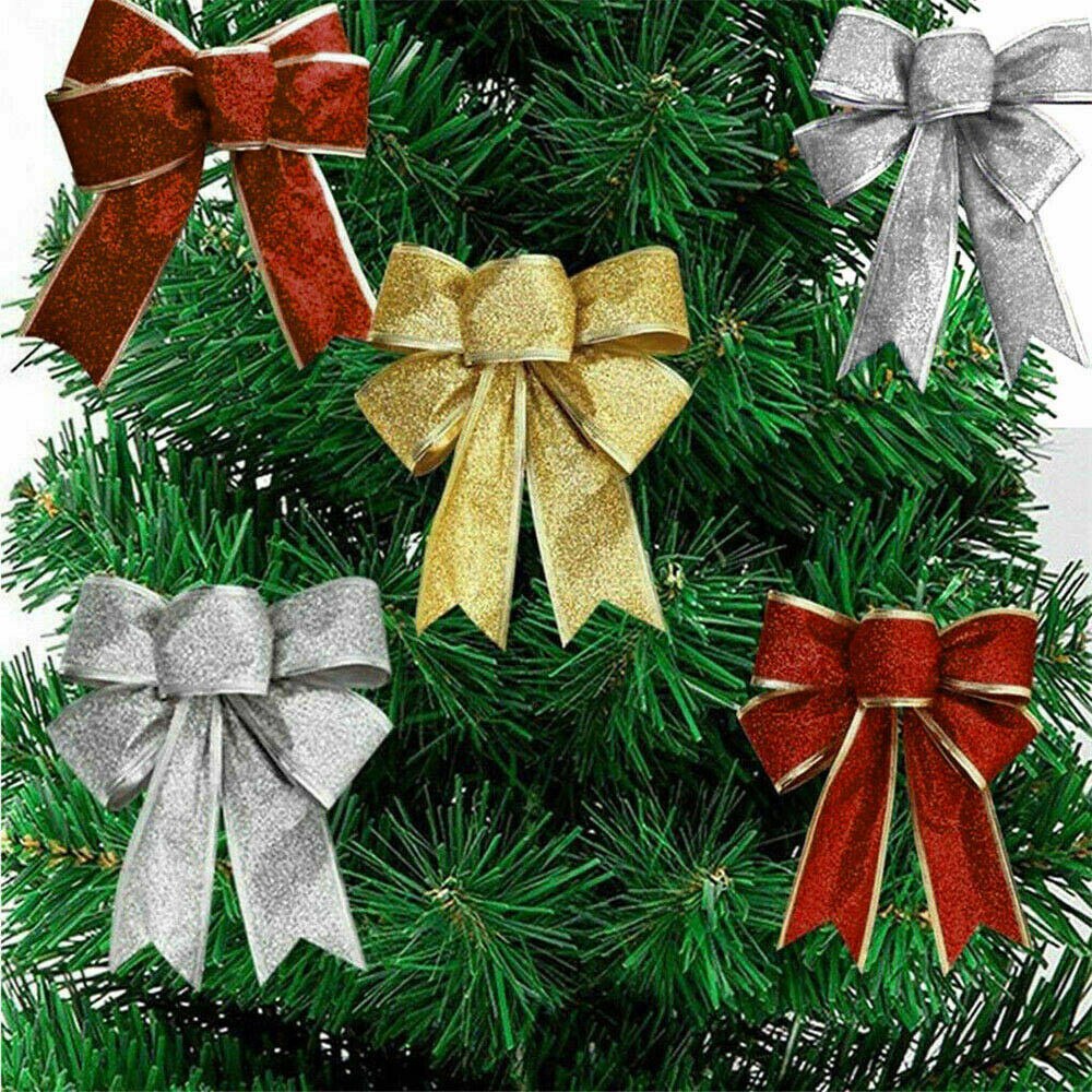 5Pcs 22*21cm Large Festival Bows Christmas Tree Bowknot Ornaments Party Xmas Decoration