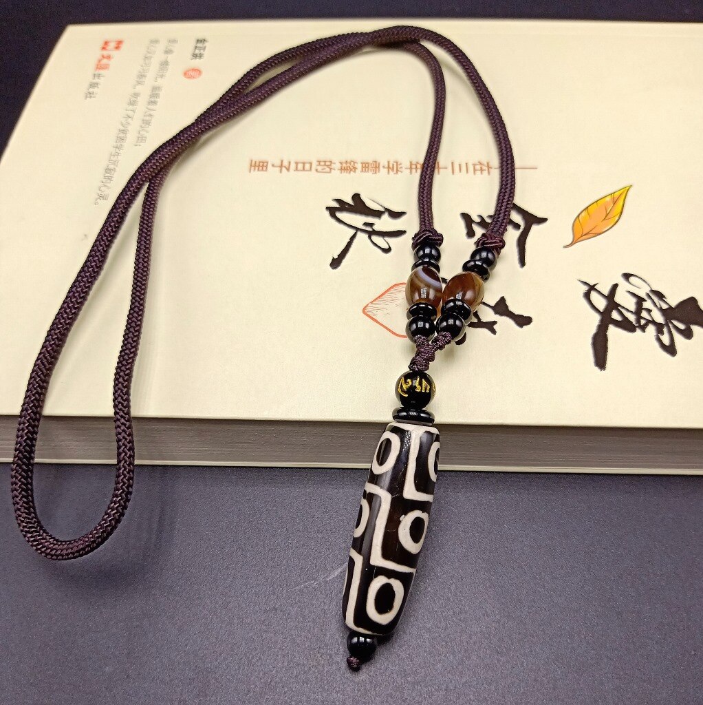 Nine Eye Tibet Dzi Pendant Choker Nacklace Natural Stone Materials Fashionable Style Tibet Heaven Bead Bring Good Luck: 10