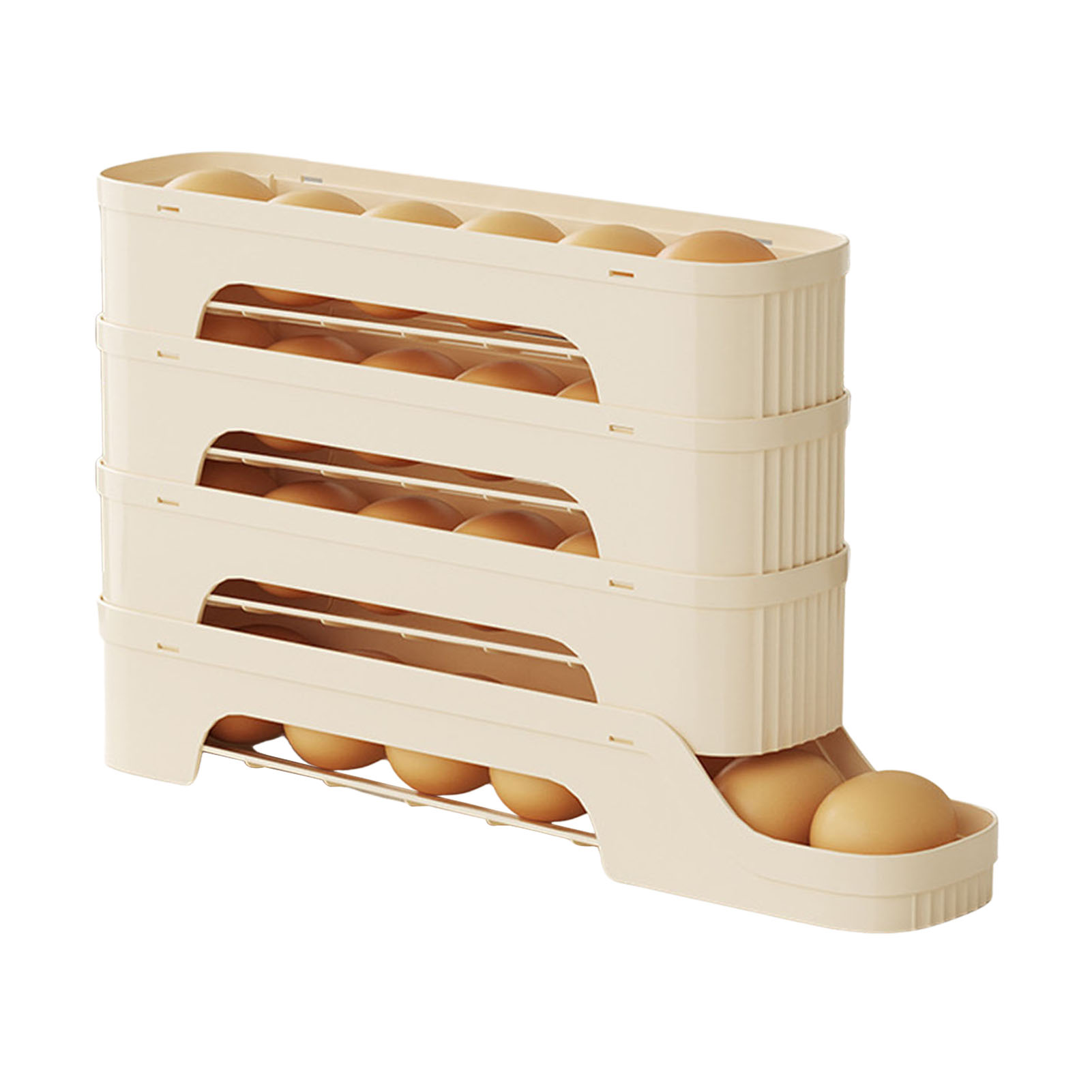Rolling Egg Storage 4 Tier Refrigerator Egg Storage Organize and Store up to 30 Eggs Box Space-Saving Roll Down Eggs Dispenser: light green