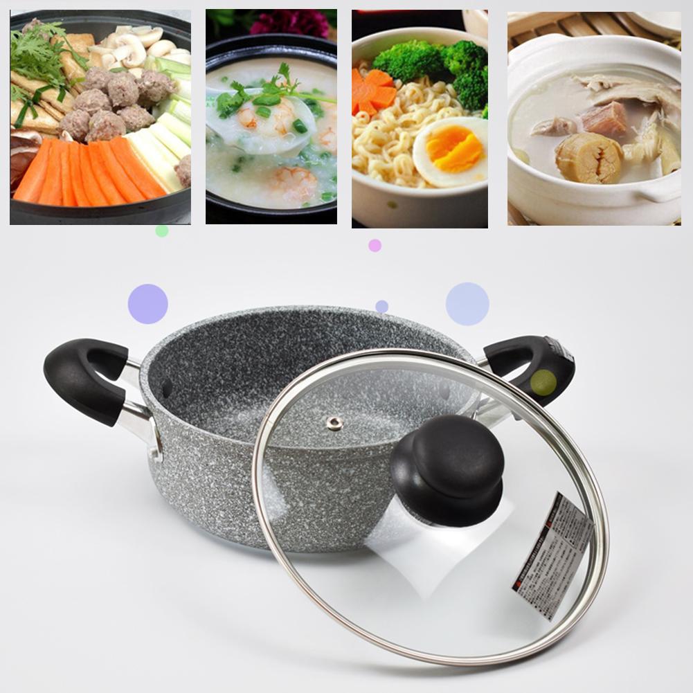 Kitchen Stone Soup Pot Non-stick Cooker Induction Cooker Pot 20cm Double Ear Household Side Burner Pot