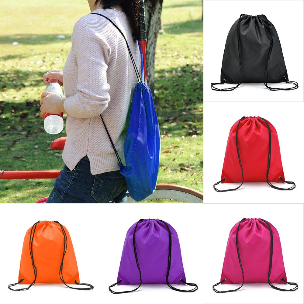 Portable Waterproof Drawstring Backpack Travel Gym Solid Storage Bag Beam Port Sports Bag 6 color