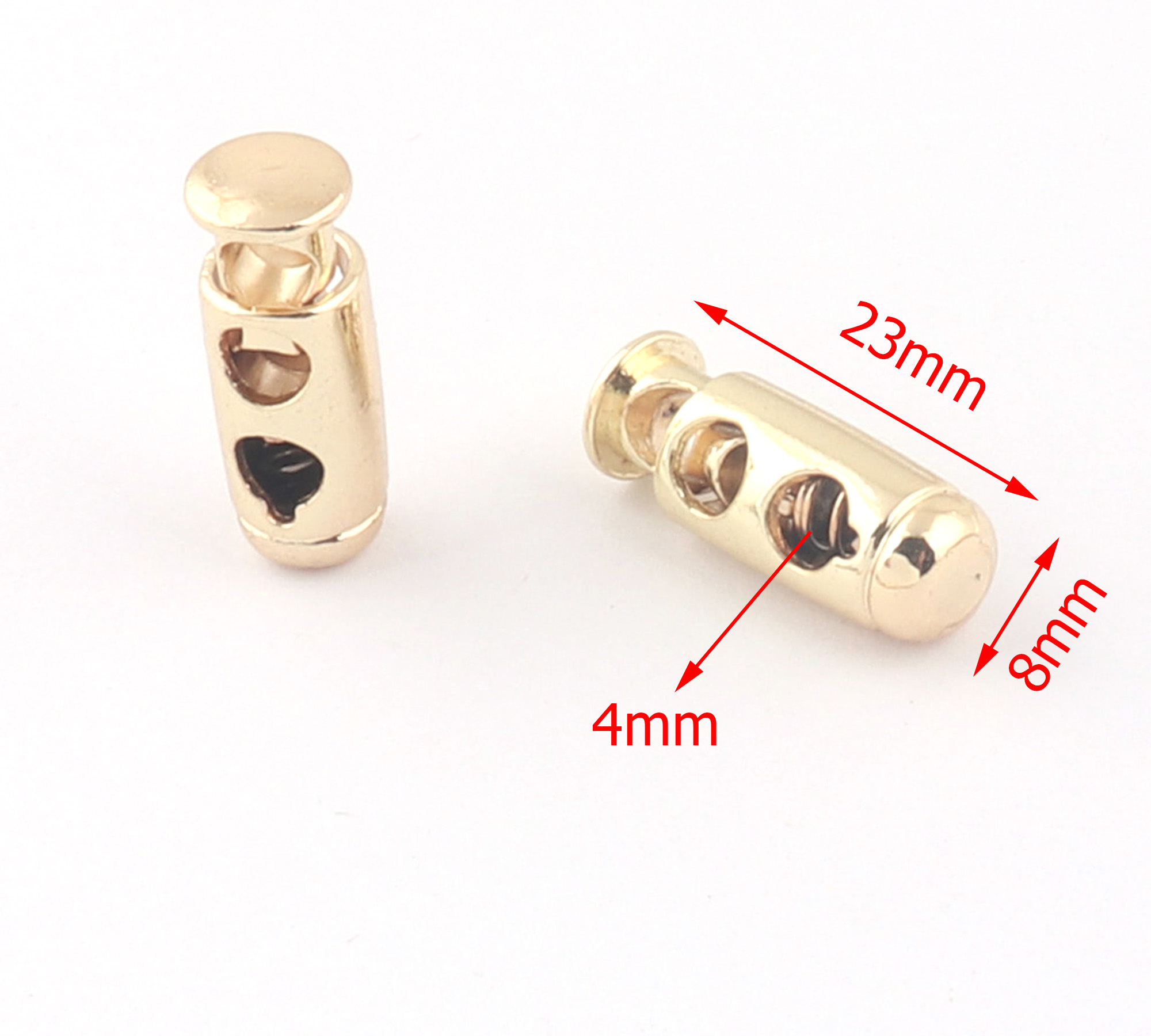 Gold Toggle Cord Lock Metal Adjuster Elastic Cord Toggle Double Barrel Spring Cord Toggle Double Hole Toggles Face Mask Toggles