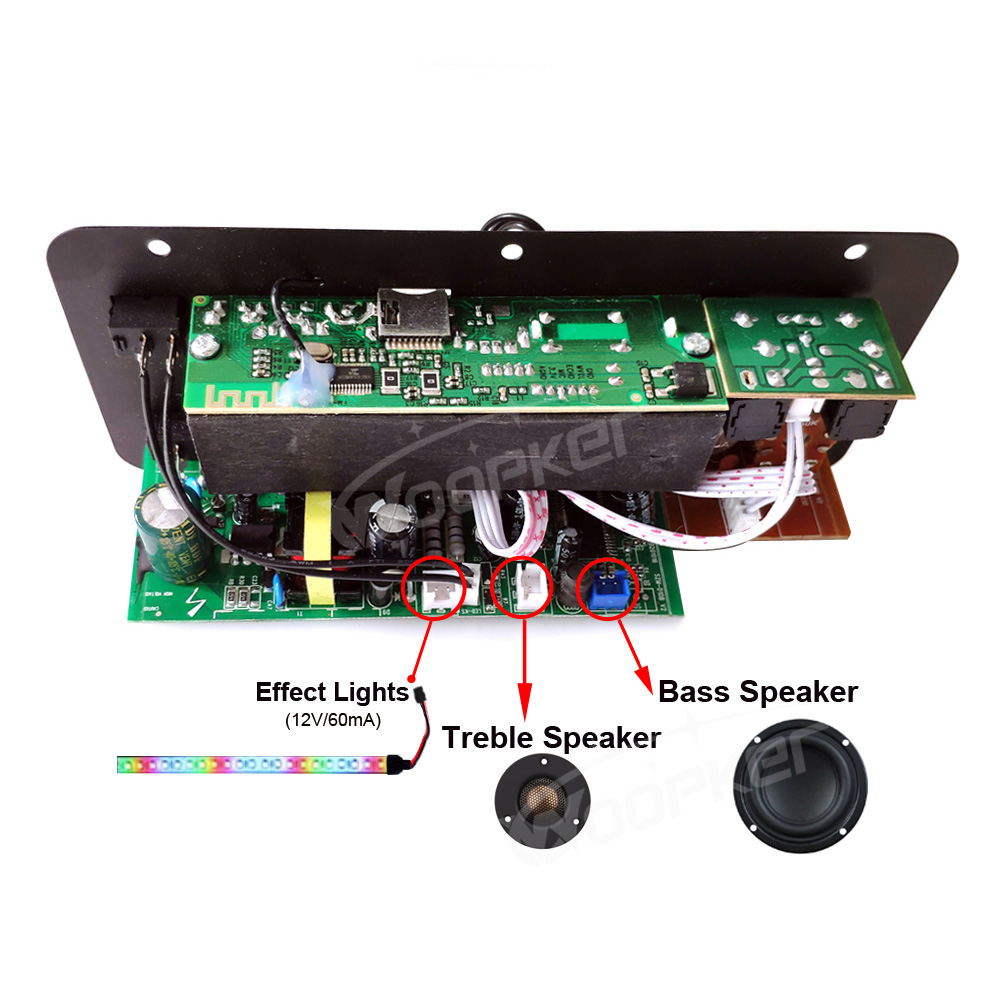 Woopker-placa amplificadora de Audio, 30-120W, compatible con micrófono Dual, Bluetooth, amplificador Subwoof para altavoz de 4Ohm, 12V, 24V, 110V, 220V