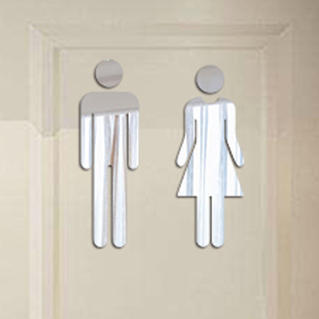 Pegatinas de espejo 3D acrílico divertido para puerta de baño, señal de entrada para hombre y mujer, adhesivo para baño, Mural artesanal, calcomanías de decoración para puerta y pared del hogar