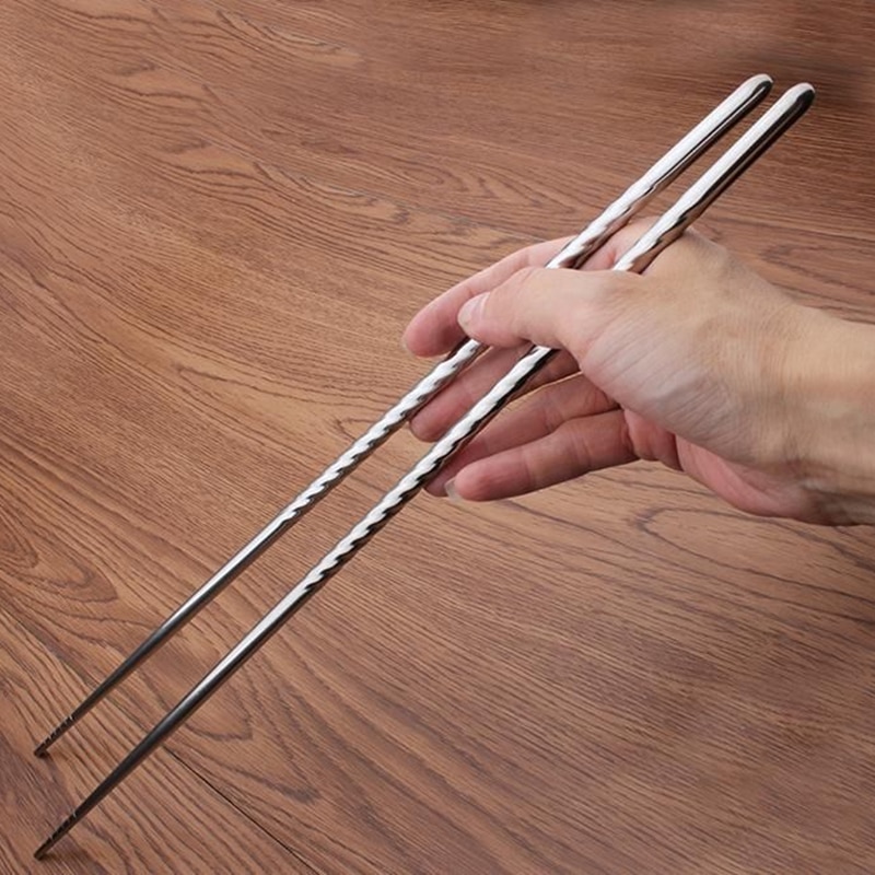 1 Pair Extra Long 38.8 cm Cooking Chopsticks Pot Chopsticks Frying Noodle Chopsticks Stainless Steel Chinese Chop Sticks