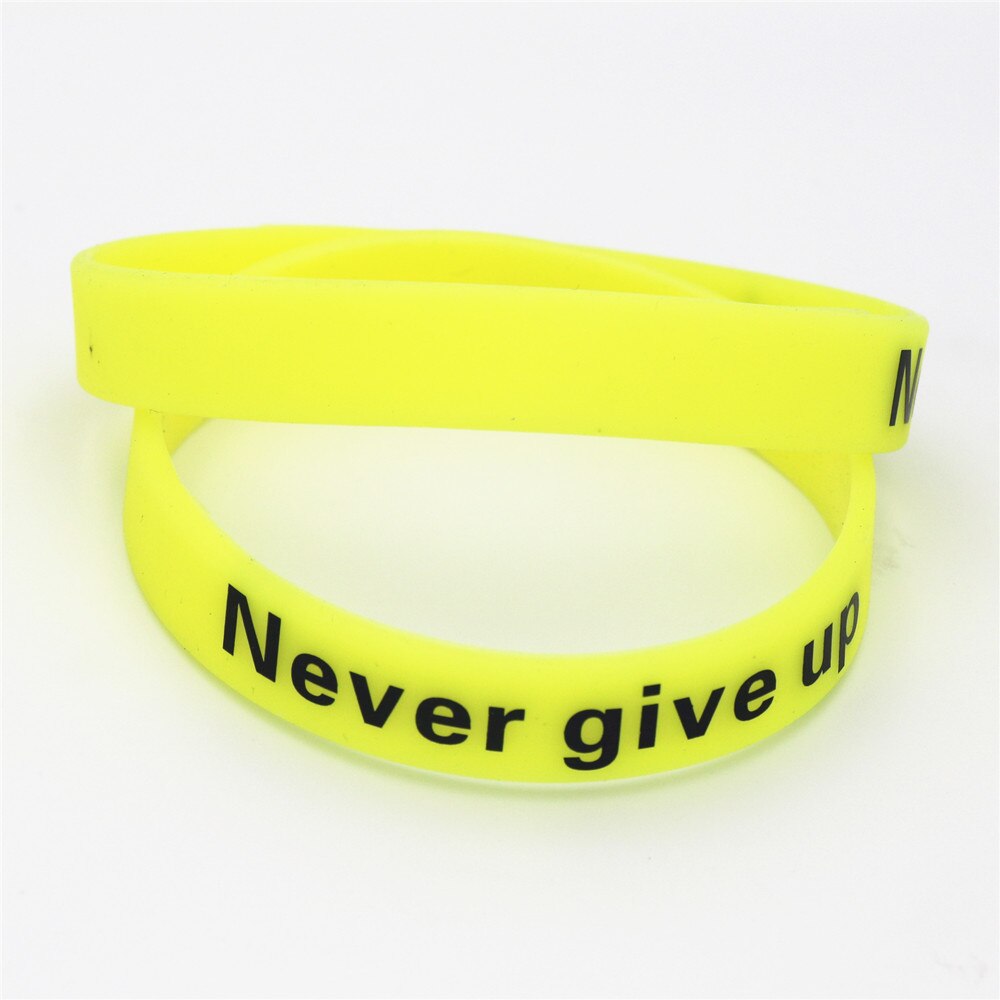 LUKENI 1 ST Geel Glow in Dark Hologram Sport Geef Nooit Armbanden & Bangles Lichtgevende Siliconen Polsbandjes Manchet SH095Y