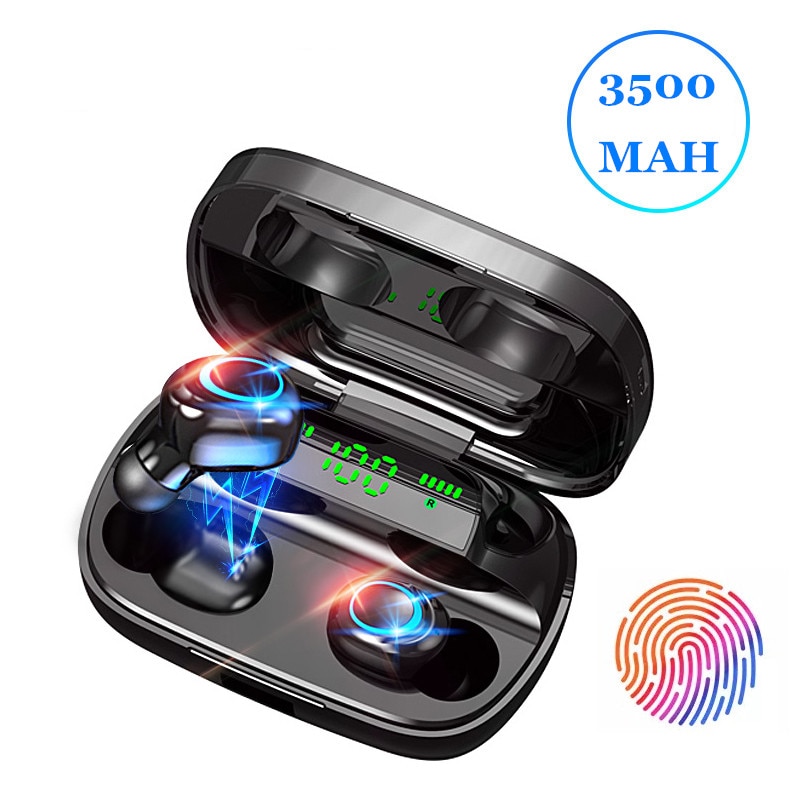 Tws Bluetooth Oortelefoon Draadloze Hoofdtelefoon 3500Mah Touch Control Led Met Microfoon Sport Waterdichte Headsets Oordopjes Oortelefoon