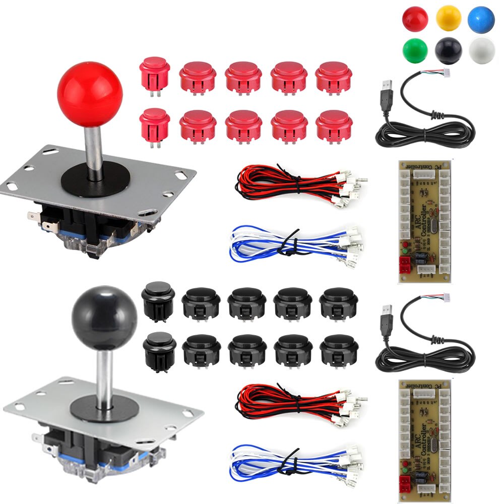 RAC-D200 DIY drążek arkadowy 2Pin 2 zestawy graczy przyciski kable enkodera USB