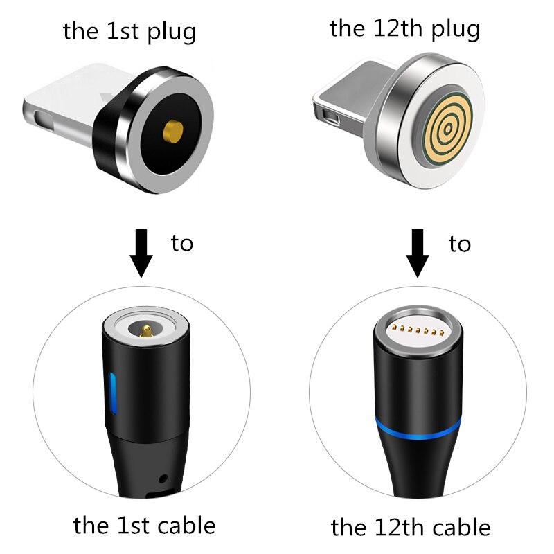 12th Generation Magnetic Cable Plug Round Fast Charging Adapter Tips For iPhone XS Samsung Huawei Xiaomi Magnet Charger Plugs