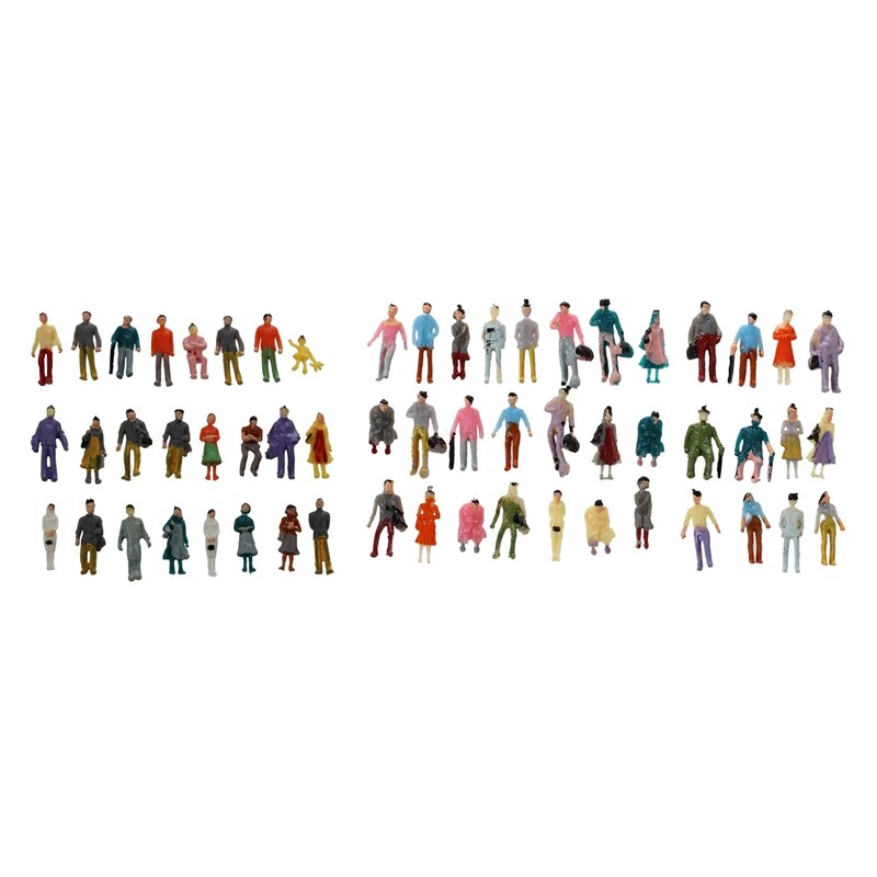 124 Pcs Colorful Painted Sand Table Model Railway Penger Figures Scale 1 To 87 & 1:150: Default Title