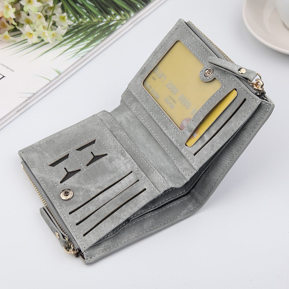 Haut tendance petit portefeuille PU sac à main en cuir mat court femme porte-monnaie fermeture éclair pochette porte-monnaie carte de crédit